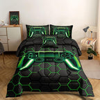 5 Pieces Gaming Bedding Set for Boys Gamer Comforter Set Twin Size,Video Game Comforter for Kids Teen 3D Gaming Geometric Microfiber Bedding Sets 5 Pieces Bed in A Bag Sets H50021,Twin
