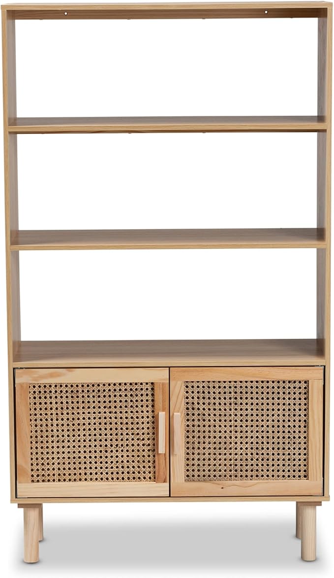 Baxton Studio Faulkner Bookcases, Beige/Natural Brown