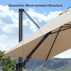 PURPLE LEAF 6.5' X 10' Left-right Tilt Patio Umbrella Outdoor Cantilever Swivel Rectangle Umbrella Aluminum Offset Umbrella with 360-degree Rotation for Garden Deck Pool Patio Beige