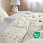 Bedsure Boho Comforter Set Twin - Terracotta Tufted Bedding Comforter Set, 2 Pieces Farmhouse Shabby Chic Embroidery Bedding Set, Soft Geometric Pattern Comforter for All Seasons