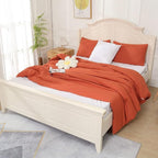 Terracotta Comforter for Queen Size Bed, Full Aesthetic Modern Burnt Orange Bedding Set for Women, Cute Soft & Lightweight Chic Microfiber Bed Sets, 3 pcs-1 Comforter & 2 Pillowcases (90“x90”)