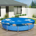 ECOOPTS 8 ft Waterproof Round Polyester Pool Cover for Above Ground Pools, Swimming Pool Cover Protector Winter Safety Cover (Blue Sky)