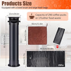 HOMEE 18L Floor Standing Espresso Coffee Knock Box with 25 Garbage Bags | Large Capacity & Detachable, Non-Slip Base, Easy to Clean, Barista Knock Box with Brush & Towel for Home and Commercial Use
