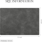 MOSAYT Vinyl Placemats Set of 6-12 X 17 Inch - Faux Leather 100% Waterproof Oil-Proof Wipeable PU Place Mats, Heat Resistant Reversible Table Mats for Kitchen, Dining, Outdoor, Dark Grey