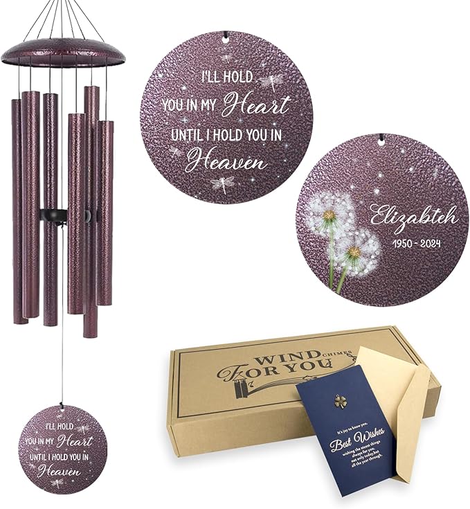 ASTARIN Personalized Memorial Wind Chimes, Customized Sympathy Deep Tone Wind Chime, Grief Gifts for Women Men Husband Wife, Windchimes in Memory of a Loved One Personalized