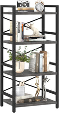 Yoobure 4 Tier Bookshelf - Small Book Shelf Industrial Bookcase, Narrow Book Case Book Storage Organizer for CD/Movie/Book, Bookshelves for Bedroom Office Living Room Charcoal Gray