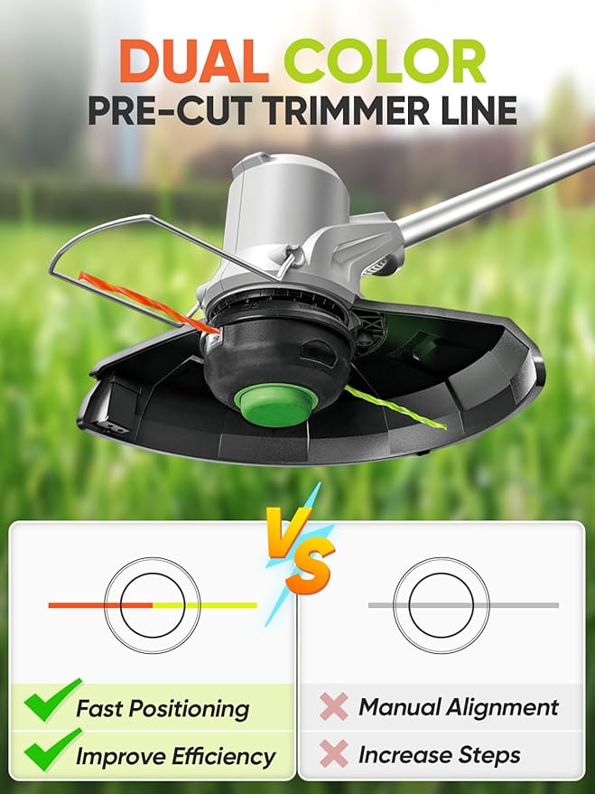 Eventronic 8 Pack AL2420PD Replacement Twisted Trimmer Line Compatible with All EGO 15-Inch String Trimmers Weed Eater, Dual Color Pre-Cut 0.095" 112Ft Weed Wacker String line for EGO Trimmers String