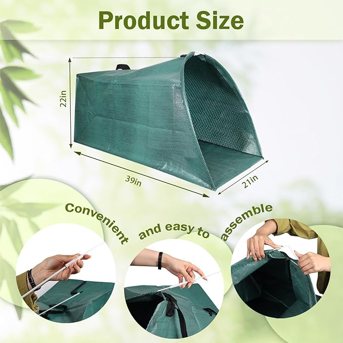 Leaf collector leaf scoop,Foldable yard waste bag,Extra large lawn bags leaf bags,Heavy leaf pick up tools leaf loader,Reusable yard garden bags for leaves lawn trash (200L)