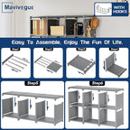 Mavivegue Bookshelf,18 Cube Storage Organizer,Extra Large Book Shelf Organizer,Tall Bookcase Shelf,Book Cases/Shelves,Grey Cube Shelf,Cubbies Closet Shelves for Bedroom,Living Room,Home,Office