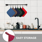 Joyhalo 6 Pack Pot Holders for Kitchen Clearance | Cotton Oven Holder with Great Heat Resistance, Potholders Sets for Kitchen, Countertops, Hot Pots and Pans, Dark Red