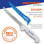 Dexter Outdoors SOFGRIP 6" Fillet Knife with Edge Guard, Stainless | High-carbon American stainless blade sized for panfish. Corrosion resistant with soft non-slip grip, edge guard included.