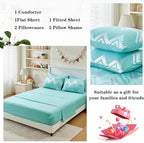 Wowelife Teal Comforter Set Queen7 Pieces Blue Glitter Metallic Bedding Set Full Teal Kids Comforter Set Breathable with Comforter, Flat Sheet, Fitted Sheet, 2 Pillow Shams and 2 Pillowcases