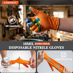 ANBOSON 10 Mil Heavy Duty Industrial Nitrile Gloves, Orange XLarge 500 Count