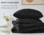 CozyLux King Size Comforter Set Black - 3 Pieces Black Boho Tufted Shabby Chic Bedding Comforter Set for All Seasons, Chevron Bedding Sets with Comforter & 2 Pillow Shams