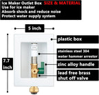 (1 Pack) Lidertik 1/2 inch Push-to-Connect Pre-Assembled Ice Maker Outlet Box Valve 1/4 inch Recessed Refrigerator Water Line Wall Box with Shut Off Valve and Stainless Steel Hammer Arrestor 651