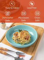Sweese Pasta Bowls, 22 Ounce Salad Serving Bowls Set of 6, 7.6 Inch Porcelain Plates for Serving Dinner, Salad - Microwave Dishwasher Safe, Cool Assorted Colors