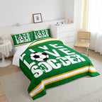 Feelyou Football Bedding Set King Size Rugby Sports Comforter Set for Kids Boys Girls Decor Soccer Ball Game Comforter Gift for Football Lover Duvet Set Bedroom Quilt Set