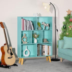 LEYAOYAO 7 Cube Bookshelf 3-Tier Bookcase with Legs, Mint-Green Kids Book Shelf Cute Storage Organizer, Toy Shelves Bookshelves,Wood Display Bookcases