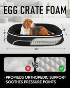 OhGeni Orthopedic Dog Bed Couch for Large Sized Pets with Egg Foam Support, Four-Sided Bolster Cushions, Soft Tear-Resistant Fabric, and Removable Machine Washable Plush Cover 35-Inch (Black)