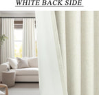 100% Blackout Elegant Curtains 95 Inch Length 2 Panel Set for Living Room Sunroom Back Tab Thermal Insulated Custom Curtains for Windows Boho Farmhouse Drapes 95 Inch Long Office Ivory Cream Off White
