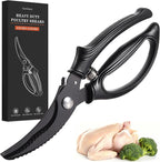 Poultry Shears, Kitchen Shears with Spring Loaded, Heavy Duty Poultry Scissors for Meat, Chicken,Turkey, Anti-Slip Handle,Safety Lock,Dishwasher Safe(Black)