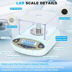 Lab Scale 500g*0.001g,High Precision Accurate Analytical Balance with Windshield,Lab Scale Electronic Scientific Scale Digital Precision Weighing Scale Jewelry Scales(with 200g Calibration Weight)