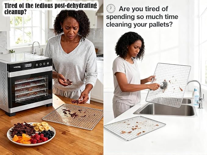 Silicone Dehydrator Sheet Compatible with Excalibur 8 Tray Select Digital Dehydrator DH08SCSS13: 8-Pack Reusable Drying Tray Liners - BPA-Free Easy Clean - Healthy Snacks - Jerky Herbs Fruit