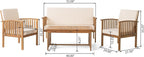 Christopher Knight Home Carolina Outdoor Acacia Sofa Set, 4-Pcs Set, Brown Patina + Cream Cushion