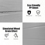 Outdoor Shed 5x3/6x4/7x7/8x6/8x10/8x12 FT, 15MM Thick PP Resin Plastic Shed with Lockable Door & Floor - Waterproof Plastic Tool Shed for Bike, Garbage Can, Backyard, Patio ﻿ ﻿ (Grey, 8x10FT)