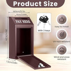 Yaocom Safe Metal Cash Box for Farm Stand – Money Drop and Secure Donation Collection, Wall Mount Lockable Unit with Pre Drilled Holes for Outdoor Self Serve(Brown,10.2 x 5.7 x 2.8 Inch)