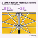 Midtown Umbrellas Push Pop Sunbrella Umbrella 8 Feet Outdoor Umbrella in Sunbrella Yellow Acrylic Fabric - Patio, Backyard, Garden, Picnic Table & Pool - Black Pole