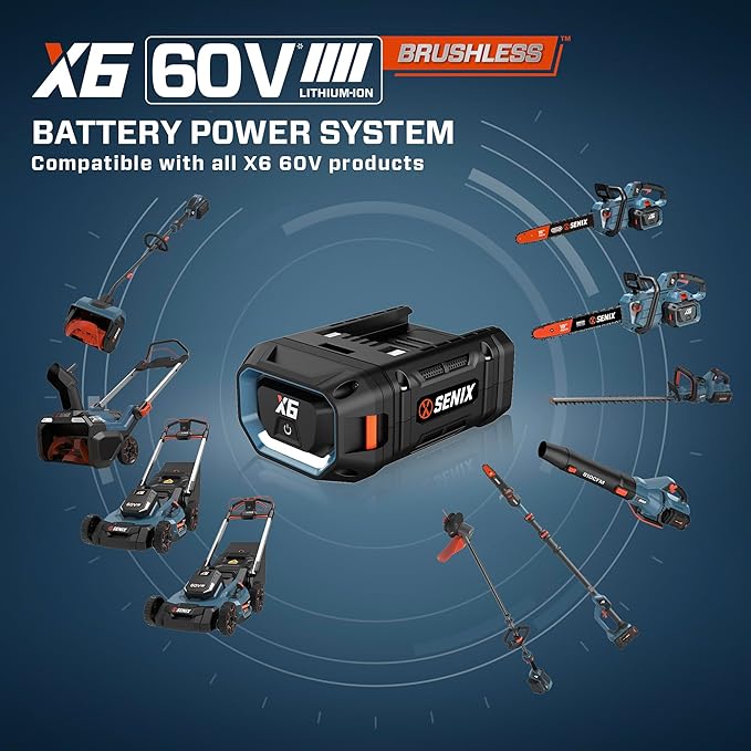 SENIX X6 5 Amp Battery Charger for SENIX 60 Volt Max* Lithium-ion Batteries, Quick Charger, Battery Indicator Lights, Wall Mounting Capable (CHQX6)