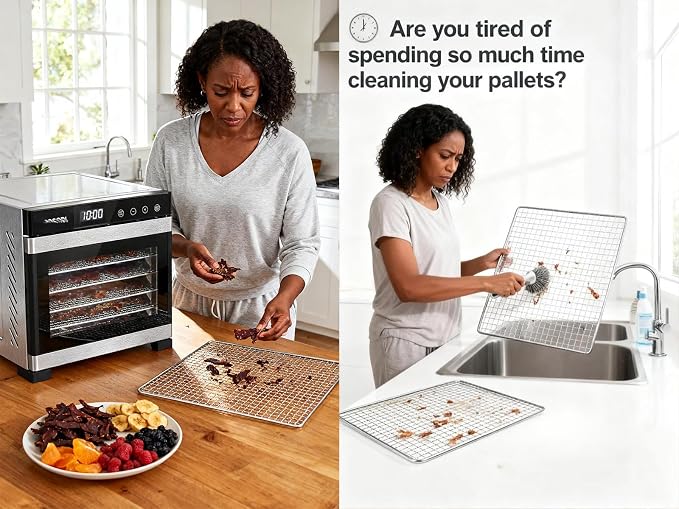 Silicone Dehydrator sheet for Excalibur 6&10-Trays: 15"x15" 10-pk BPA-Free | Non-stick Dehydrator Tray Liners Help Stop Dried Food From Sticking, Lift Food Intact, and Cut Cleanup Time - Dishwasher Safe