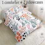 CVHOUSE Cat Bedding,Cartoon Cat Comforter King,Animals Print Comforter Set for Kids,Kawaii Quilt Set with 1 Comforter and 2 Pillow Cases