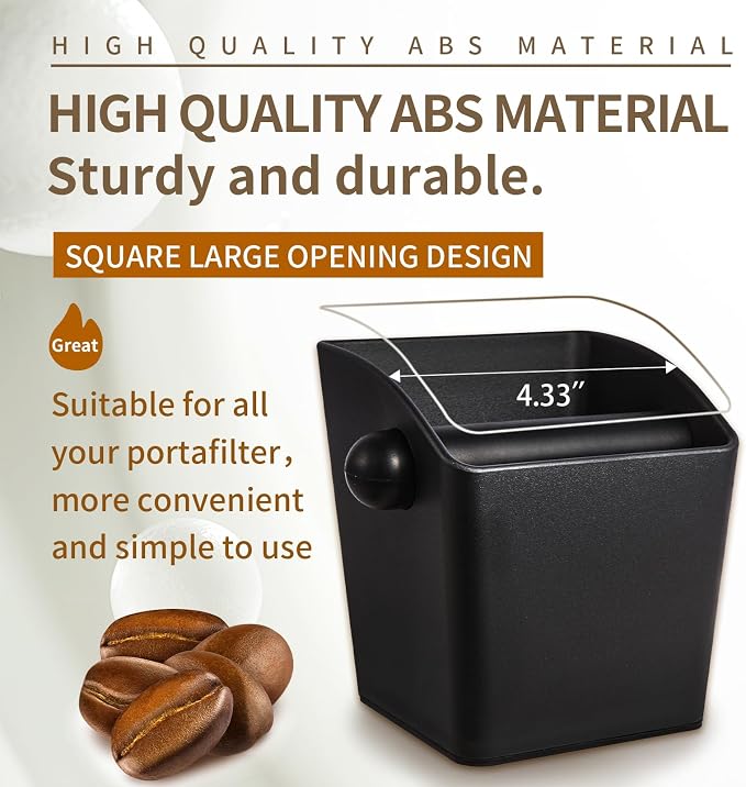 IAOSEN Espresso Knock Box Square High Side Wall Splash Prevention Design Knock Box Shock Absorbing Non Slip Knock Box Espresso With Removable Knock Bar Espresso Accessories for Home/Office