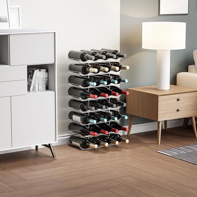 Yieach 2 Tier Stackable Wine Racks Countertop,Sturdy and Durable Wine Rack Free Standing Floor for Inside Cabinet,Clear Water Bottle Organizer and Wine Storage Racks Holder for Pantry,Table,Kitchen