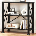 HOMBAZAAR Bookshelf, 3-Tier Industrial Bookshelf, Etagere Bookcases and Bookshelves, Small Bookshelf Storage Organizer, Freestanding Bookshelf for Living Room, Bedroom and Home Office,Black
