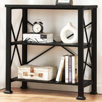 HOMBAZAAR Bookshelf, 3-Tier Industrial Bookshelf, Etagere Bookcases and Bookshelves, Small Bookshelf Storage Organizer, Freestanding Bookshelf for Living Room, Bedroom and Home Office,Black