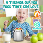 Thermo for Hot Food Kids - 15.2oz with Folding Spoon and Silicone handle | Leak Proof Insulated Food Jar, Soup Thermo, Wide Mouth Insulated Lunch Containers, Dishwasher Safety