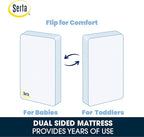 Delta Children Heartland 4-in-1 Convertible Crib Infant Changing Table with Pad + Serta Perfect Start Crib Mattress, Bianca White