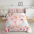 Feelyou Girls Unicorn Comforter Set Full Size Kids Cute Pink Rainbow Horse Decor Comforter for Unicorn Lover Daughter Bedding Set Boho Star Moon Duvet Set (1 Comforter + 2 Pillowcases, Full)