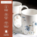 Maison d' Hermine Coffee Mug with Handles Tea Cups (15 Ounce, Pack of 2) | Fine Bone China Coffee Mugs for Hot Beverages Cappuccino Latte Home Restaurant Hotel Spring Summer -Ice Florals