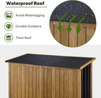 Outdoor Storage Cabinet Wood & Metal with Waterproof Roof, Garden Tool Shed with 4 adjustable reinforced feet with metal brackets, 3 Removable Shelves, 6 T-Hinge, Magnetic door,18.1"D x 49"W x 68.5"H
