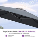 PURPLE LEAF 9 Feet Patio Umbrella Outdoor Cantilever Square Umbrella Aluminum Offset Umbrella with 360-degree Rotation for Garden Deck Pool Patio, Grey