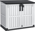 YITAHOME 36 cu ft Resin Outdoor Storage Shed, Weather-Resistant Horizontal Tool Shed, Waterproof Outdoor Storage with Lockable Doors & Air Vent for Trash Cans, Garden Tools (Light Gray)