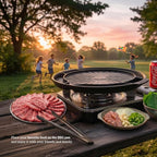 Master Grill Pan for Korean BBQ, 15", Stovetop Nonstick Smokeless Scratch-Resistant, Oil Draining Hole, Safety Hand Grip, For Grilling Vegetable Egg Meat Garlic Cheese Kimchi Made in Korea