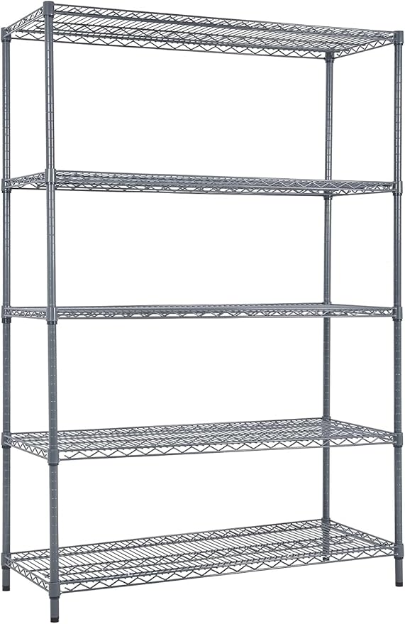 Land Guard 5 Tier Storage Racks and Shelving - 48" L x 20" W x 72" H Heavy Steel Material Pantry Shelves - Each Unit Loads 350 Pounds Wire Shelf, Suitable for Warehouses, Closets, Kitchens…