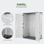 Macrout 50 Cu.Ft Plastic Outdoor Storage Cabinet with Floor, 4.3 x 2.5 ft Waterproof Resin Outdoor Storage Shed, Lockable Vertical Shed for Garden and Patio