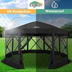 COBIZI 15x15ft Extra Large Pop-Up Gazebo Canopy Tent with Mosquito Netting, Spacious Easy Set-Up Screened Shelter, Durable Outdoor Pavilion with Ground Stakes, Perfect for Patio, Backyard,Black