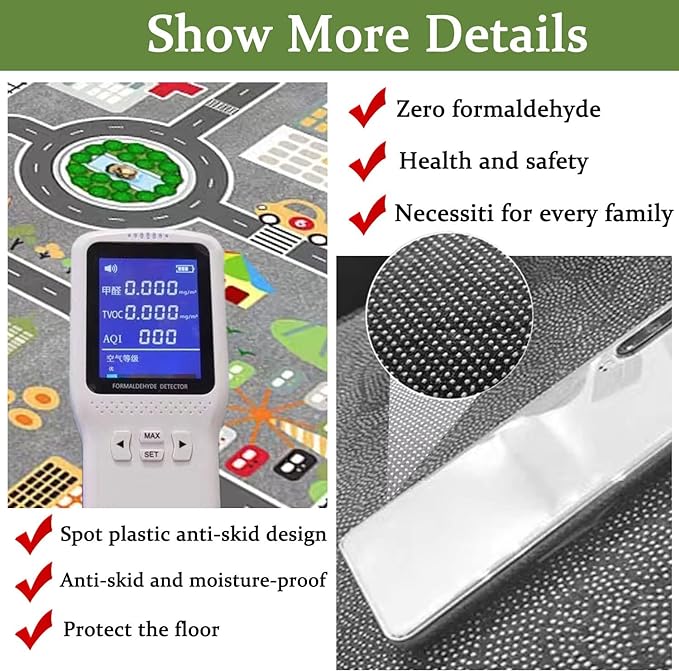 Kids Rug Play Mat Great for Playing with Cars and Toys,Educational Kid Road and Traffic City Life Carpet,Children Baby Fun Throw Rug for Bedroom Play Room,55X79Inch/140X200CM